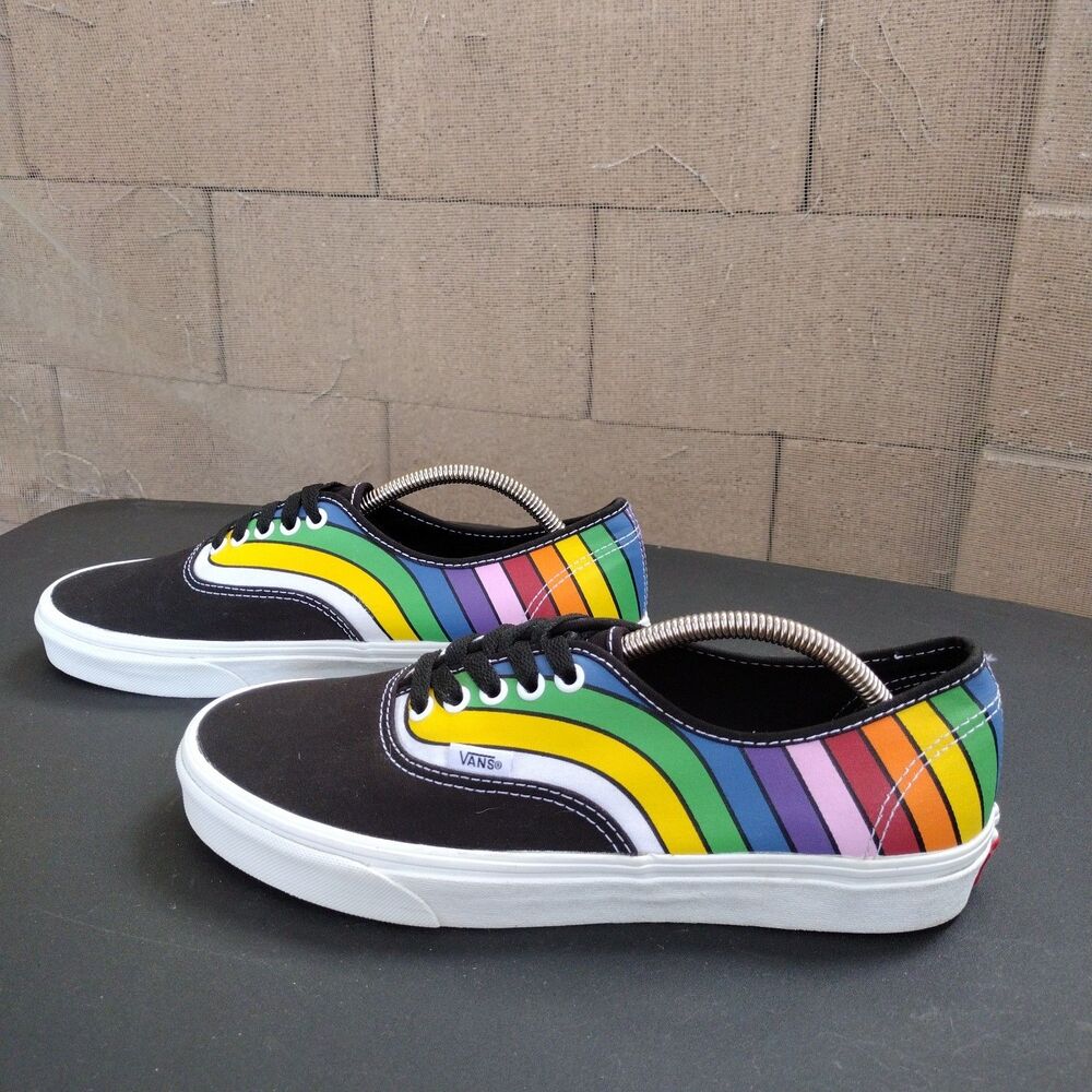 Vans Authentic Refract Rainbow Shoes Men Sz 10 Women 11.5 Black MultiColor Pride